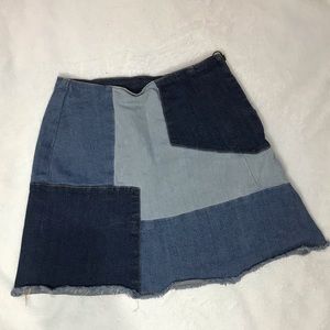 H&M Patchwork Mini Jean Denim Skirt